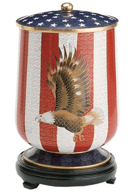 Flag & Eagle Cloisonne Urn