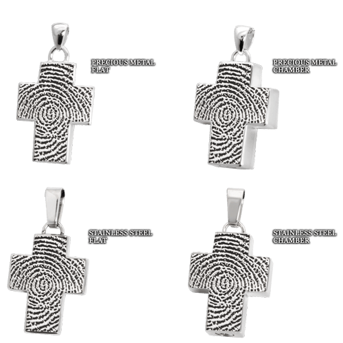 Cross Fingerprint Cremation Pendant - Image 2