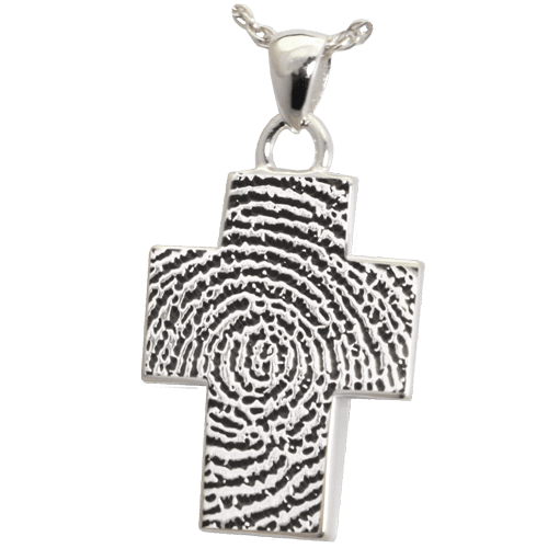 Cross Fingerprint Cremation Pendant